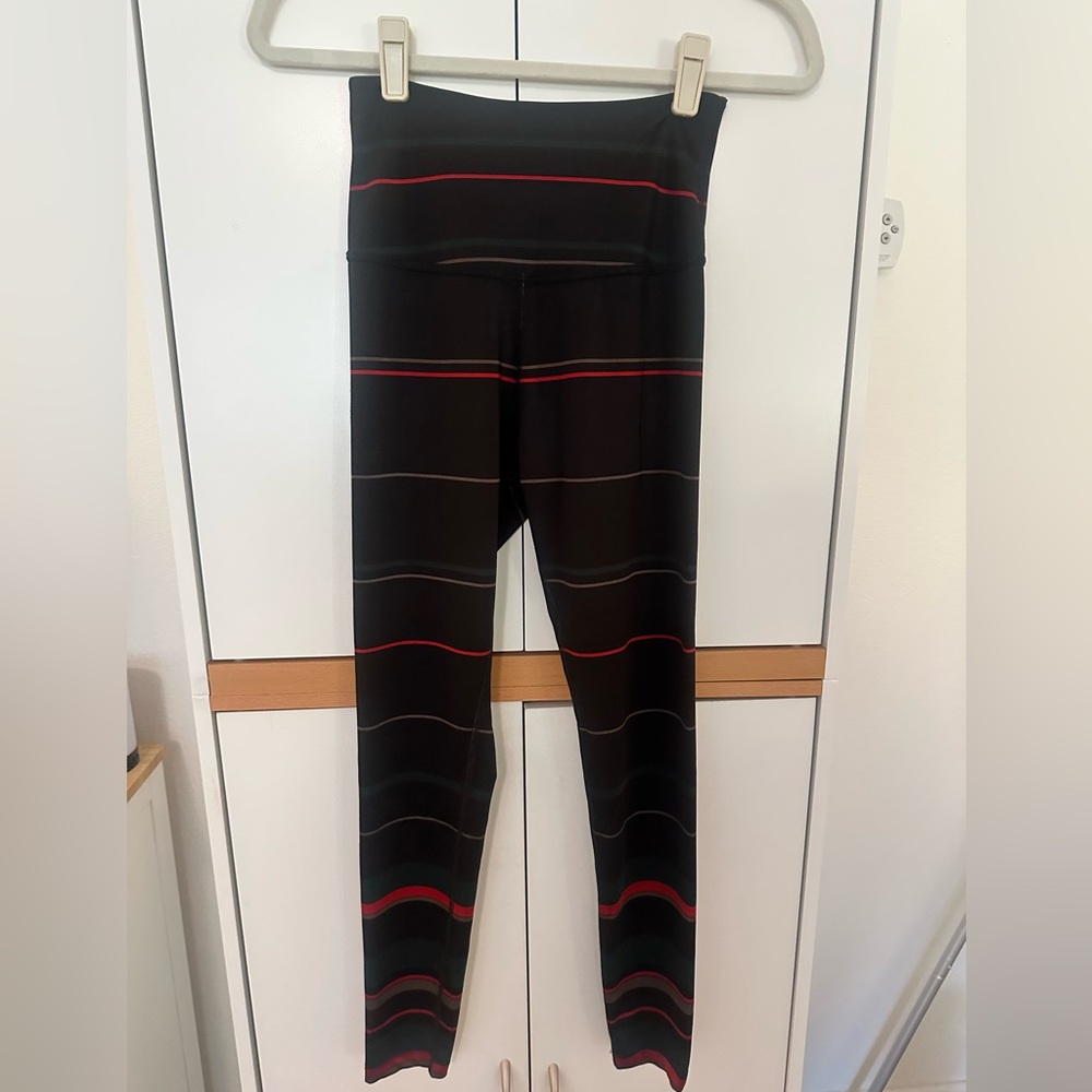 Beyond Yoga Black Leggings with multicolored Stripes